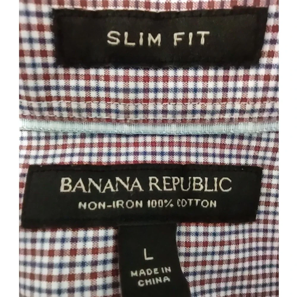 Banana Republic Dress Shirt Men's Size Large Slim Fit Collared Long sleeve Check